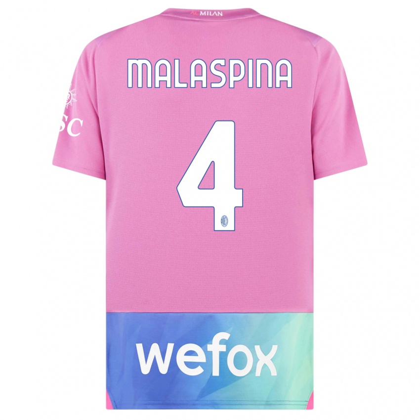 Gyermek Mattia Malaspina #4 Pink Lila Harmadik Számú Jersey 2023/24 Mez Póló Ing