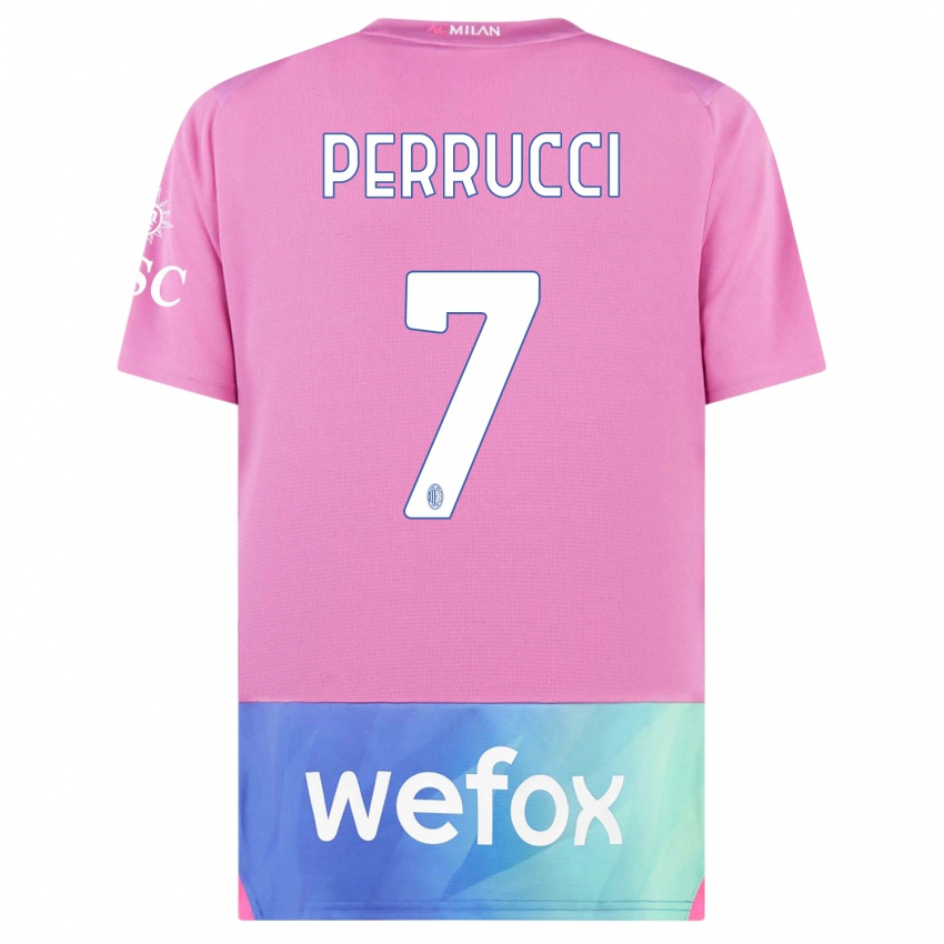 Gyermek Vincenzo Perrucci #7 Pink Lila Harmadik Számú Jersey 2023/24 Mez Póló Ing