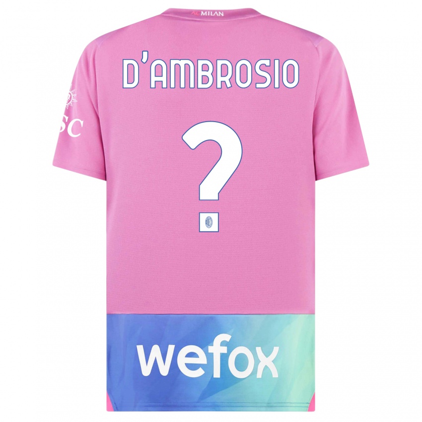 Gyermek Antonio D'ambrosio #0 Pink Lila Harmadik Számú Jersey 2023/24 Mez Póló Ing