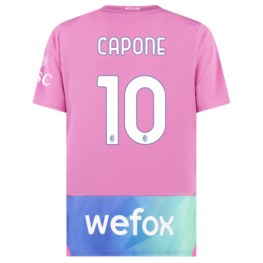 Gyermek Andrea Capone #10 Pink Lila Harmadik Számú Jersey 2023/24 Mez Póló Ing