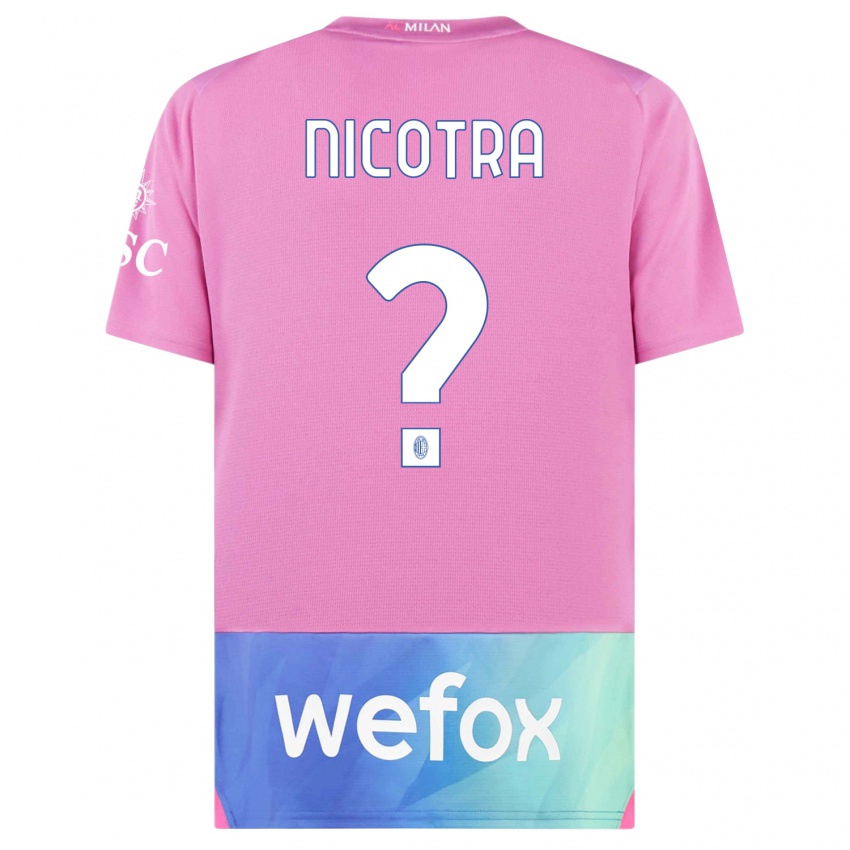 Gyermek Riccardo Nicotra #0 Pink Lila Harmadik Számú Jersey 2023/24 Mez Póló Ing