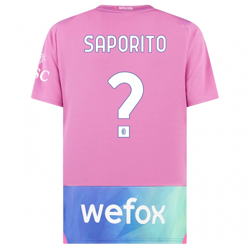 Gyermek Riccardo Saporito #0 Pink Lila Harmadik Számú Jersey 2023/24 Mez Póló Ing