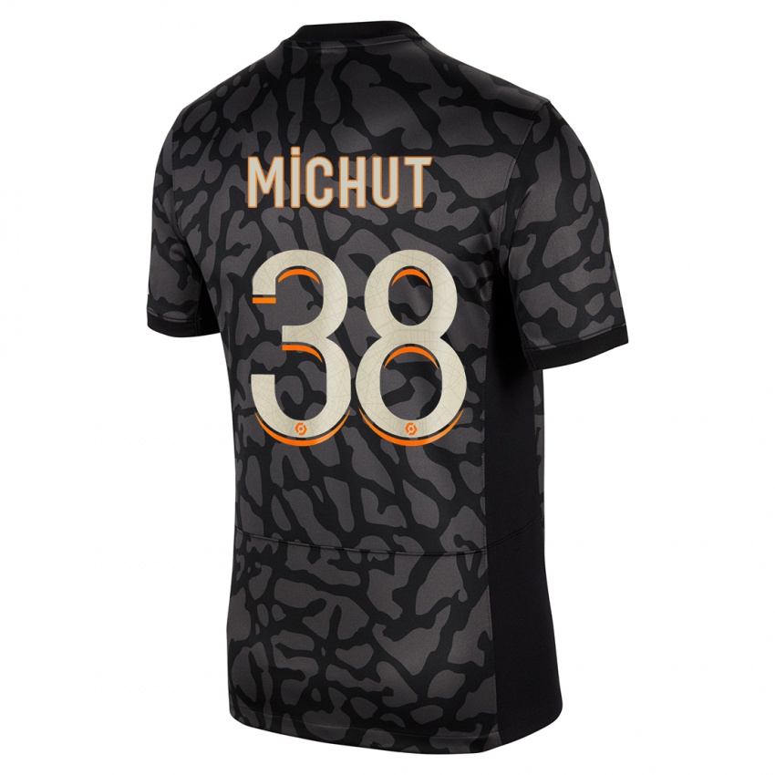 Gyermek Edouard Michut #38 Fekete Harmadik Számú Jersey 2023/24 Mez Póló Ing