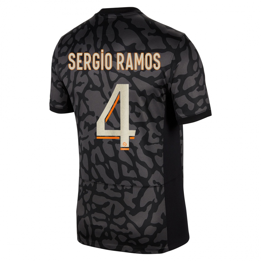 Gyermek Sergio Ramos #4 Fekete Harmadik Számú Jersey 2023/24 Mez Póló Ing
