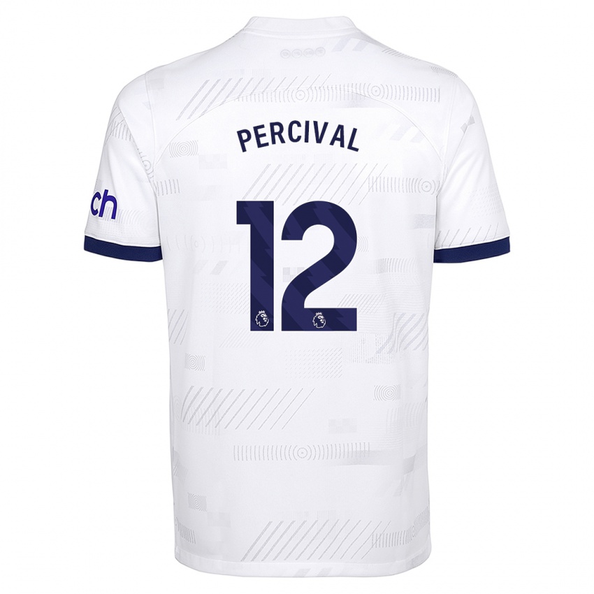 Férfi Ria Percival #12 Fehér Hazai Jersey 2023/24 Mez Póló Ing