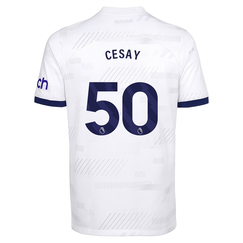 Férfi Kallum Cesay #50 Fehér Hazai Jersey 2023/24 Mez Póló Ing