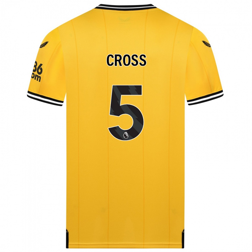 Férfi Emma Cross #5 Sárga Hazai Jersey 2023/24 Mez Póló Ing