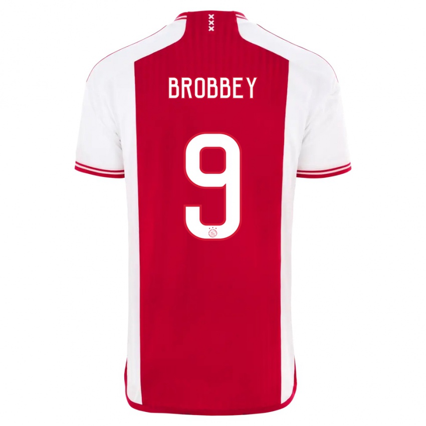 Férfi Brian Brobbey #9 Piros Fehér Hazai Jersey 2023/24 Mez Póló Ing