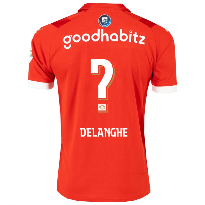 Férfi Maxime Delanghe #0 Piros Hazai Jersey 2023/24 Mez Póló Ing