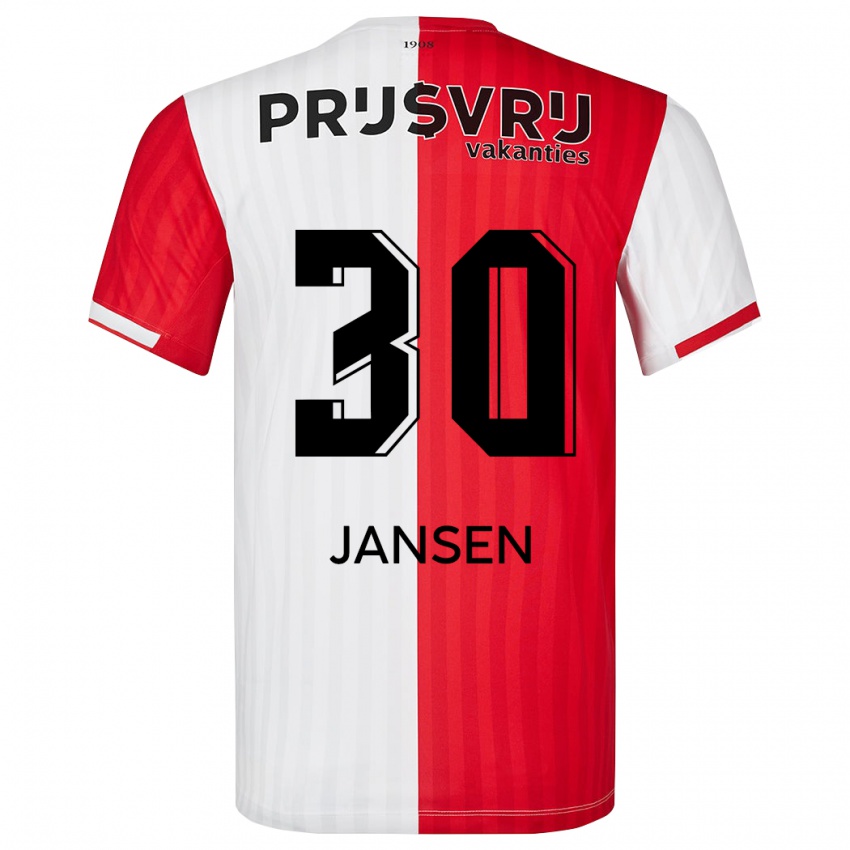 Férfi Thijs Jansen #30 Piros Fehér Hazai Jersey 2023/24 Mez Póló Ing