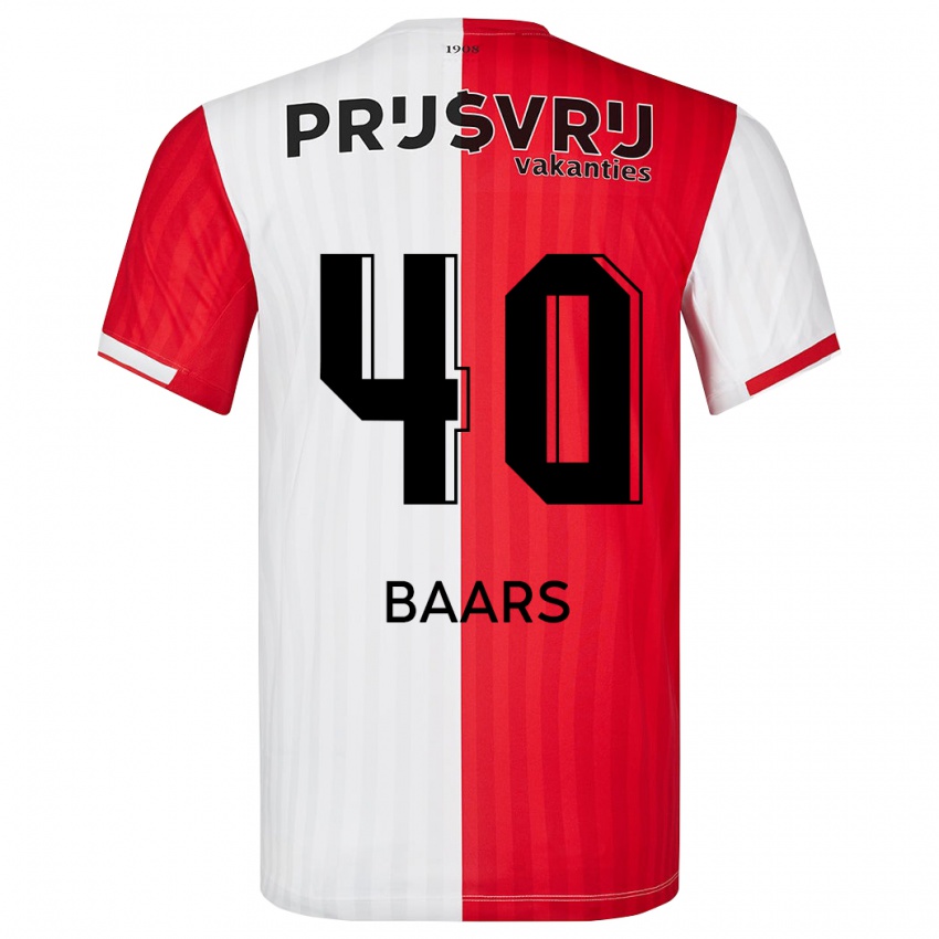 Férfi Guus Baars #40 Piros Fehér Hazai Jersey 2023/24 Mez Póló Ing
