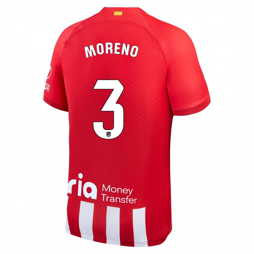 Férfi Marco Moreno #3 Piros Fehér Hazai Jersey 2023/24 Mez Póló Ing