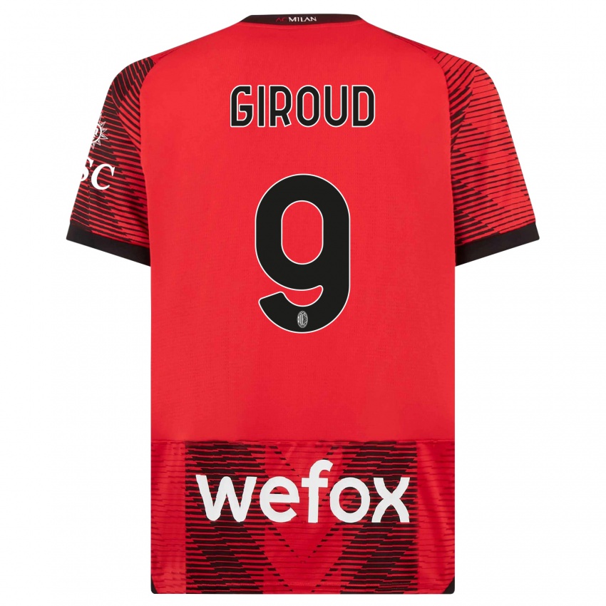 Férfi Olivier Giroud #9 Piros Fekete Hazai Jersey 2023/24 Mez Póló Ing