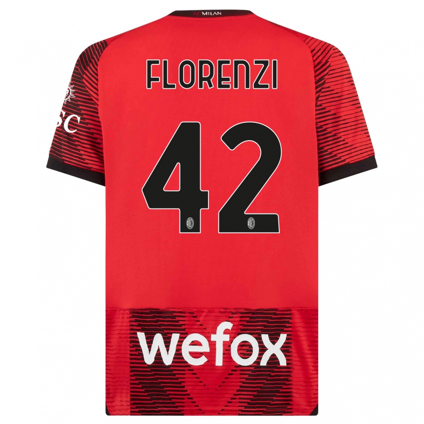 Férfi Alessandro Florenzi #42 Piros Fekete Hazai Jersey 2023/24 Mez Póló Ing