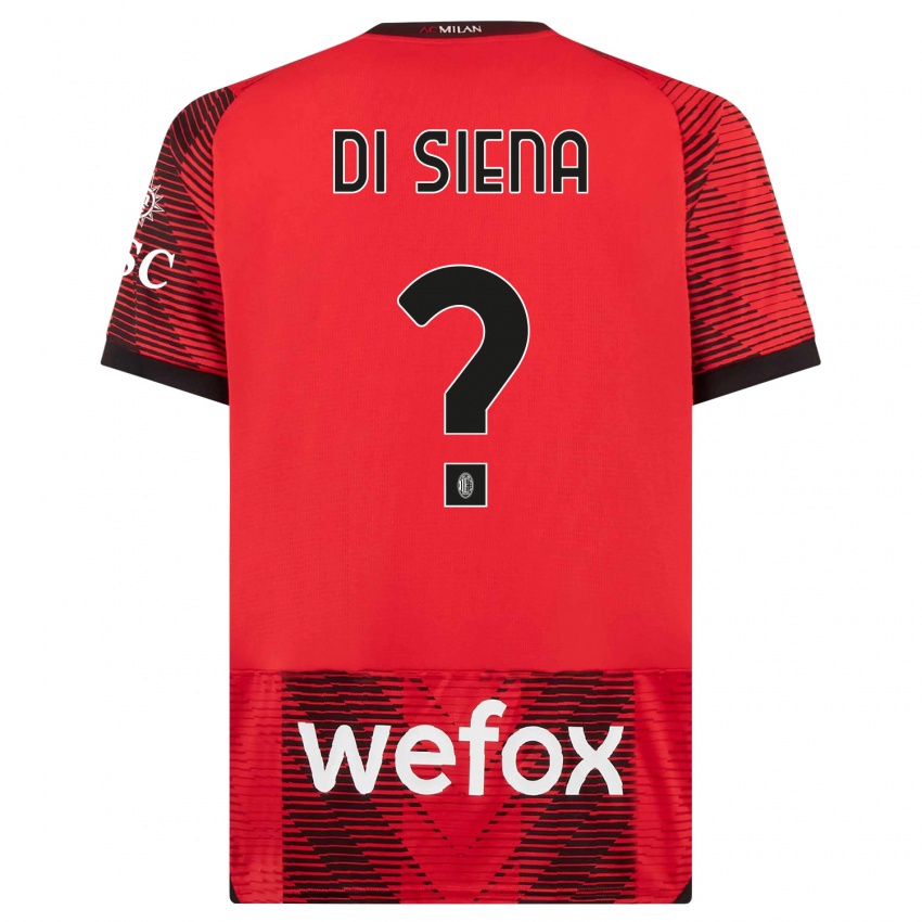 Férfi Andrea Di Siena #0 Piros Fekete Hazai Jersey 2023/24 Mez Póló Ing