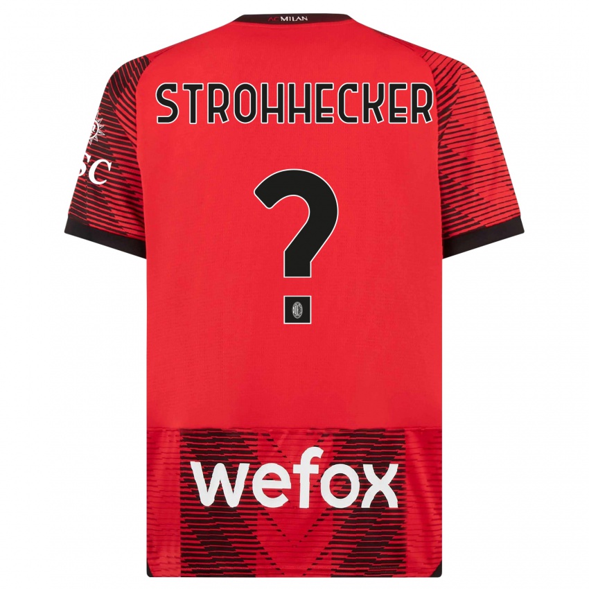 Férfi Riccardo Strohhecker #0 Piros Fekete Hazai Jersey 2023/24 Mez Póló Ing
