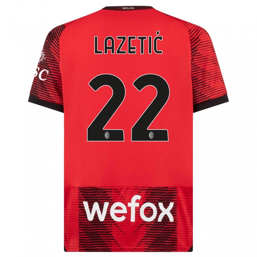 Férfi Marko Lazetic #22 Piros Fekete Hazai Jersey 2023/24 Mez Póló Ing