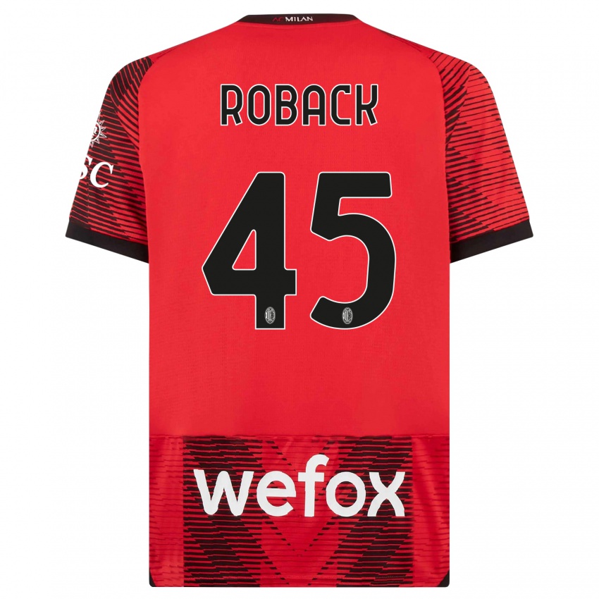 Férfi Emil Roback #45 Piros Fekete Hazai Jersey 2023/24 Mez Póló Ing