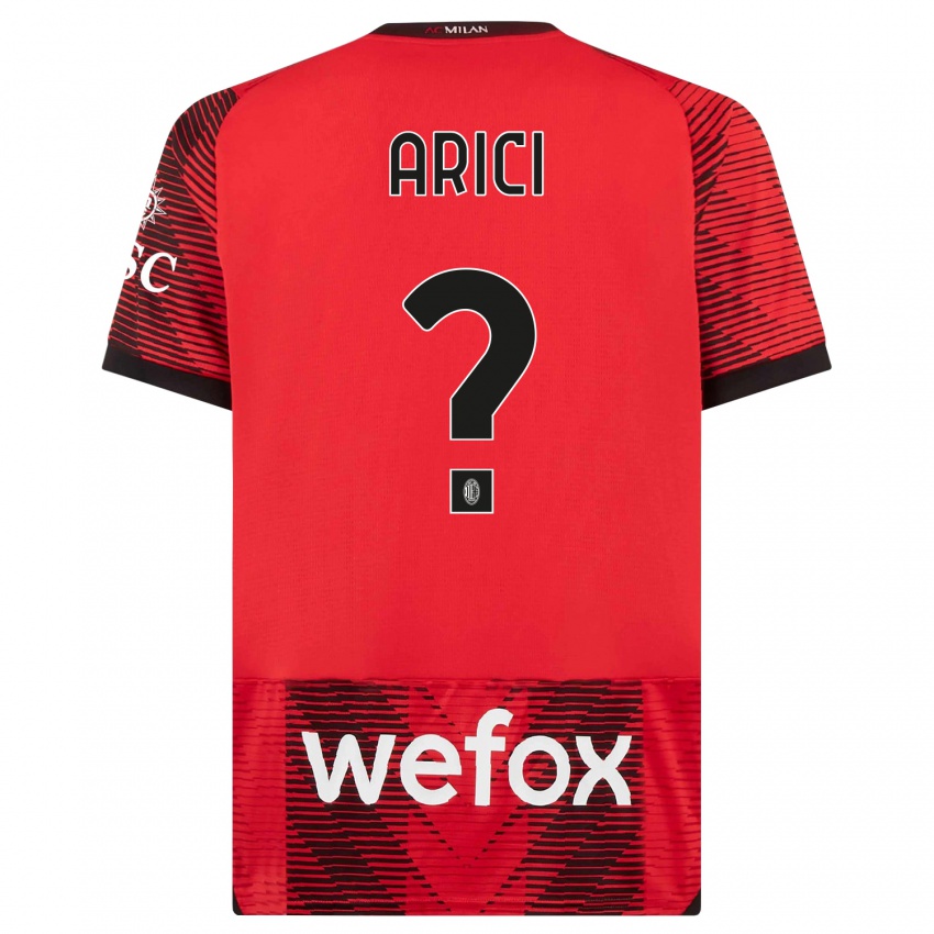 Férfi Alberto Arici #0 Piros Fekete Hazai Jersey 2023/24 Mez Póló Ing