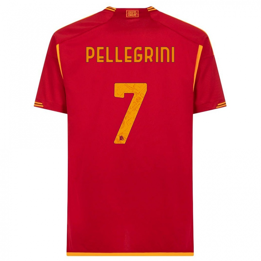 Férfi Lorenzo Pellegrini #7 Piros Hazai Jersey 2023/24 Mez Póló Ing