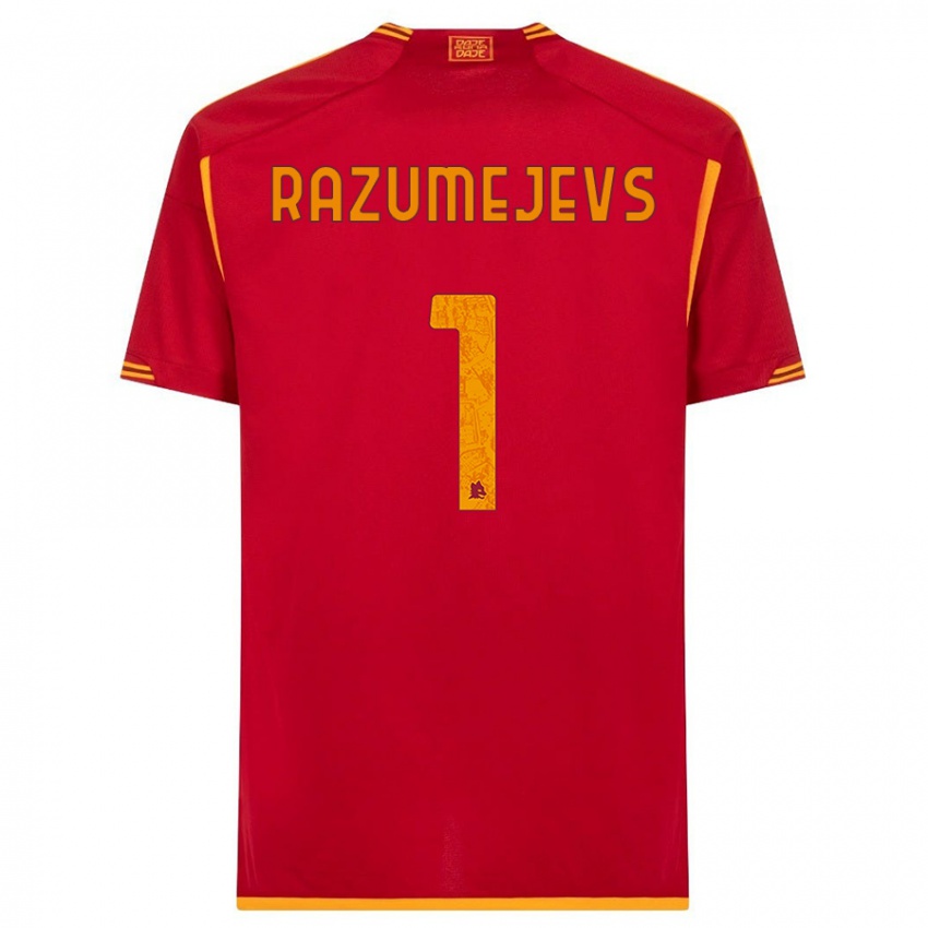 Férfi Vladislavs Razumejevs #1 Piros Hazai Jersey 2023/24 Mez Póló Ing