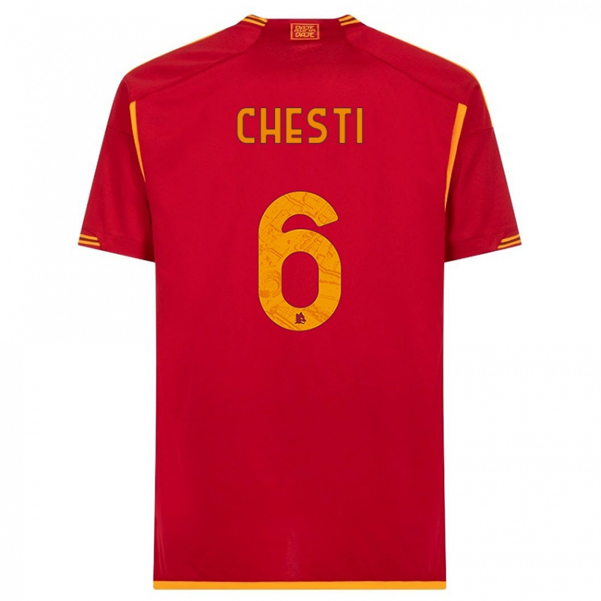 Férfi Francesco Chesti #6 Piros Hazai Jersey 2023/24 Mez Póló Ing