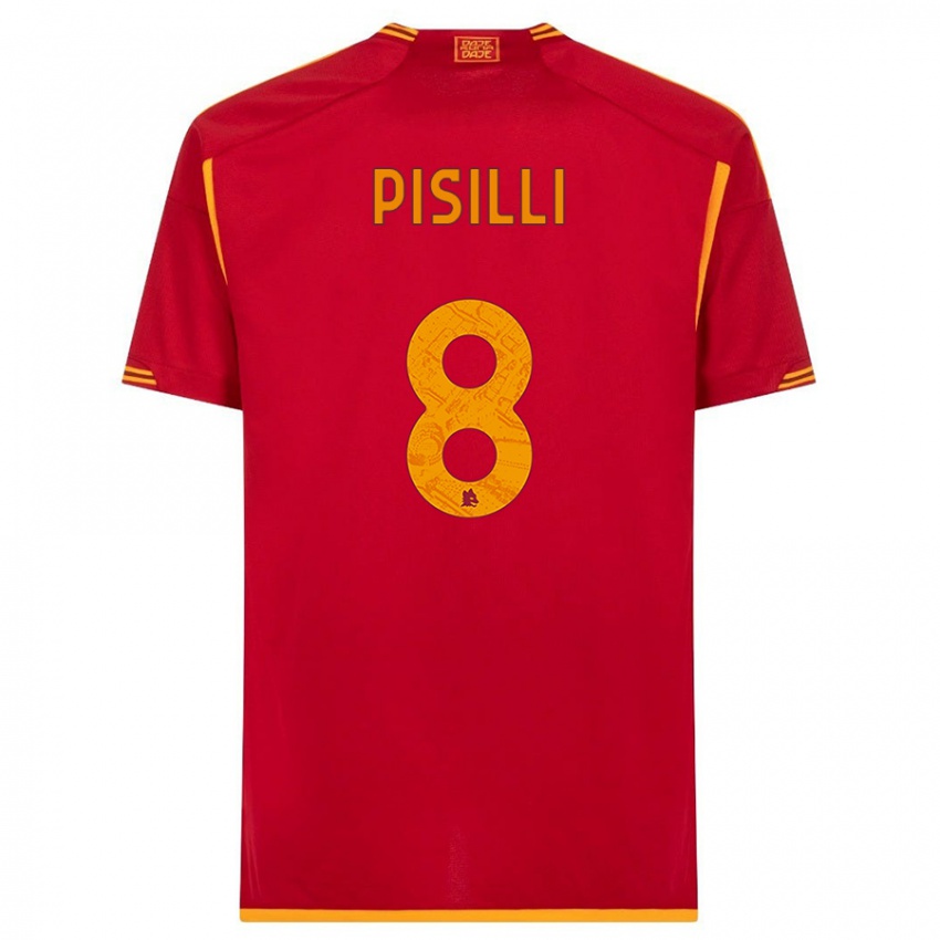 Férfi Niccolo Pisilli #8 Piros Hazai Jersey 2023/24 Mez Póló Ing