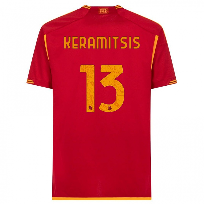 Férfi Dimitrios Keramitsis #13 Piros Hazai Jersey 2023/24 Mez Póló Ing