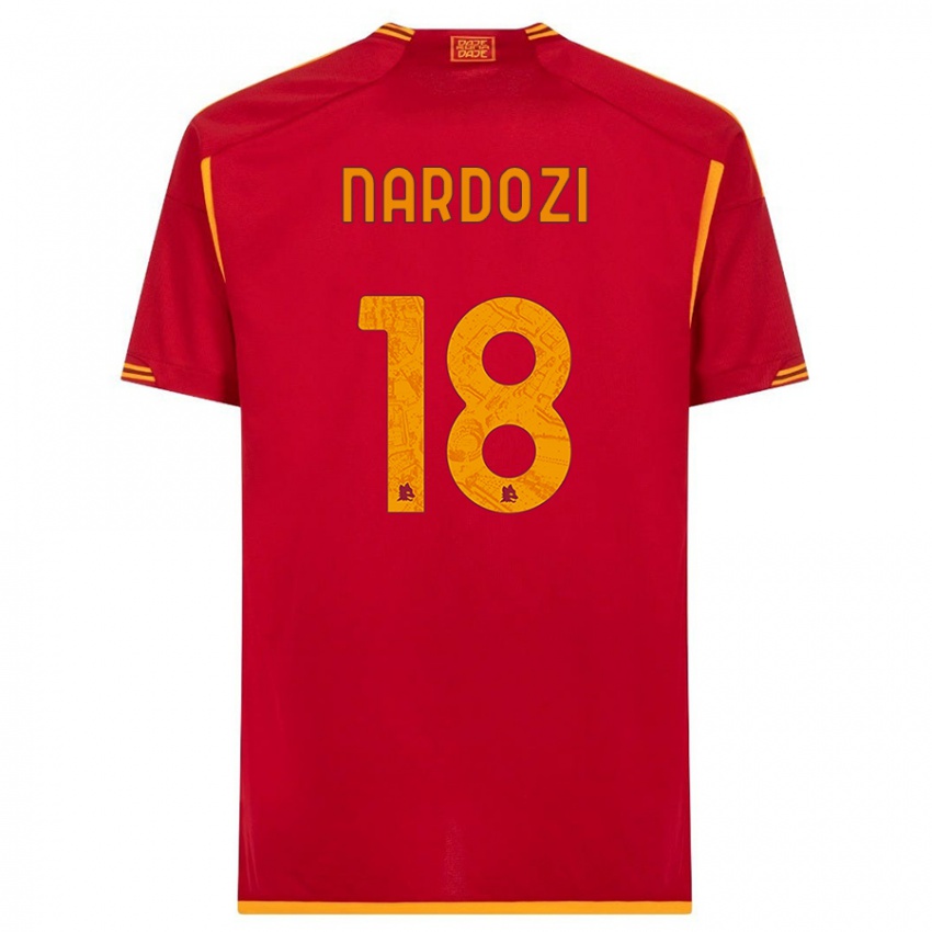 Férfi Manuel Nardozi #18 Piros Hazai Jersey 2023/24 Mez Póló Ing