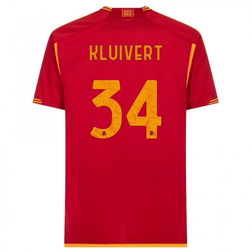 Férfi Justin Kluivert #34 Piros Hazai Jersey 2023/24 Mez Póló Ing