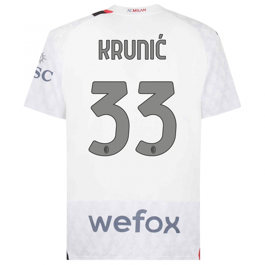 Férfi Rade Krunic #33 Fehér Idegenbeli Jersey 2023/24 Mez Póló Ing