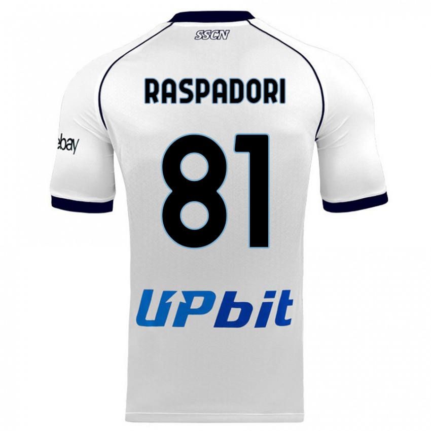Férfi Giacomo Raspadori #81 Fehér Idegenbeli Jersey 2023/24 Mez Póló Ing