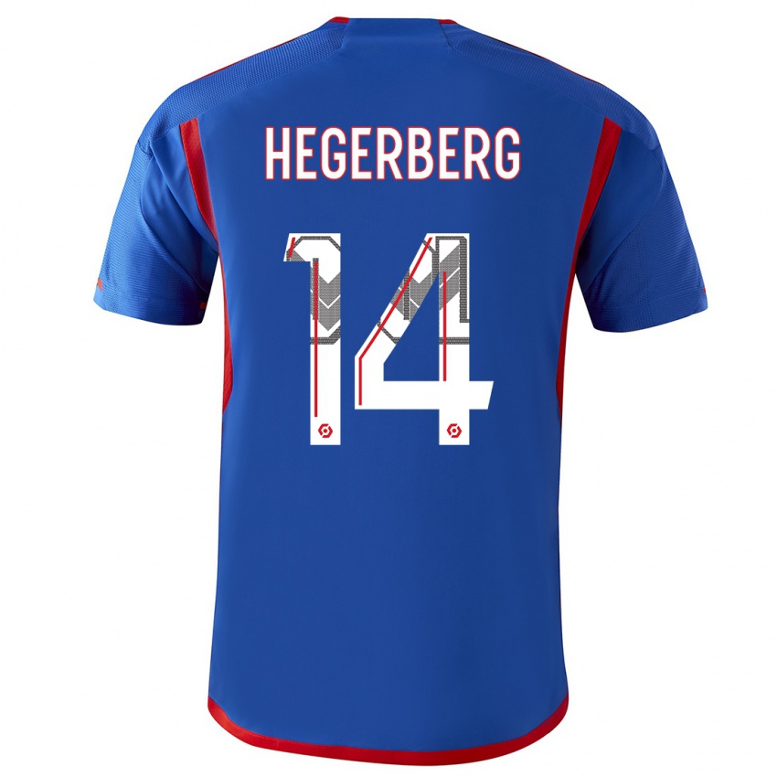 Férfi Ada Hegerberg #14 Kék Piros Idegenbeli Jersey 2023/24 Mez Póló Ing