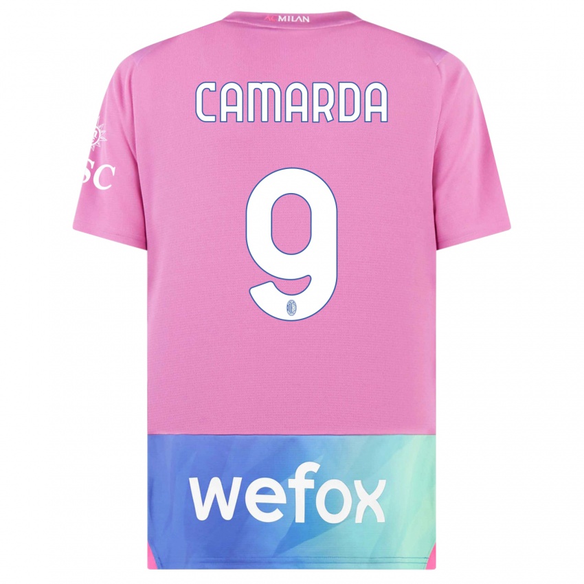 Férfi Francesco Camarda #9 Pink Lila Harmadik Számú Jersey 2023/24 Mez Póló Ing
