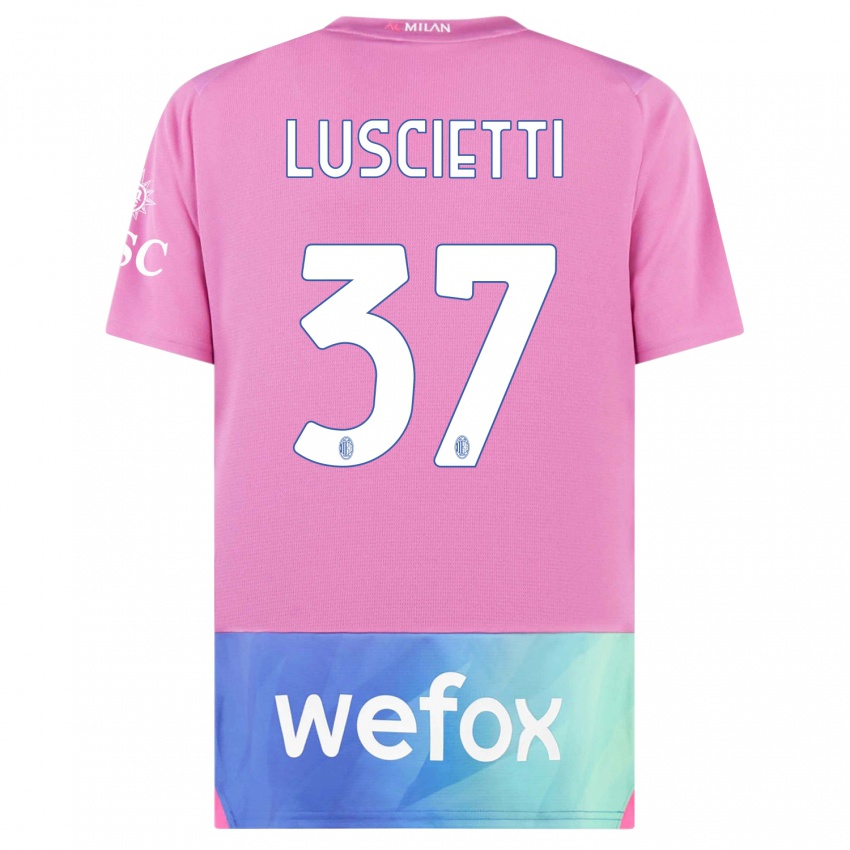 Férfi Abebe Luscietti #37 Pink Lila Harmadik Számú Jersey 2023/24 Mez Póló Ing