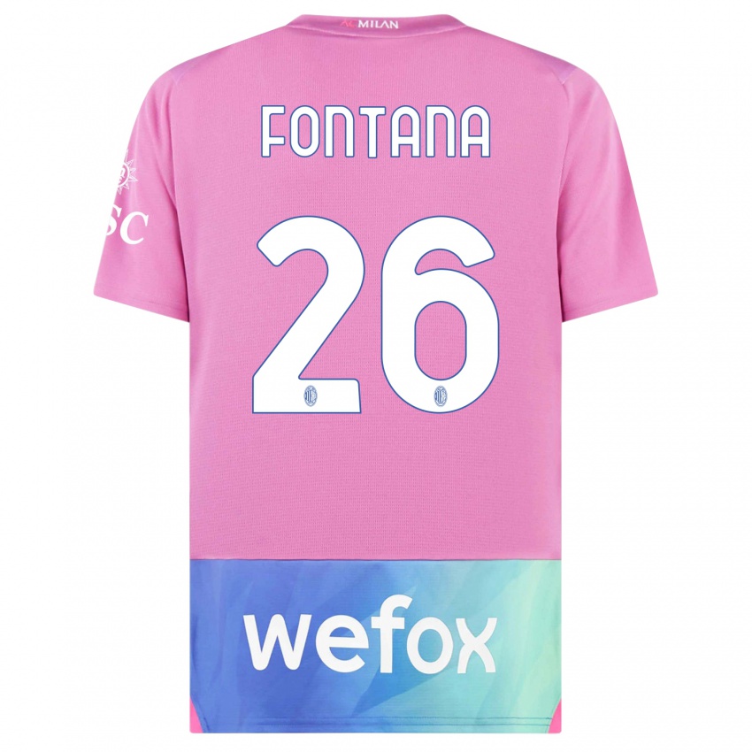 Férfi Francesco Fontana #26 Pink Lila Harmadik Számú Jersey 2023/24 Mez Póló Ing