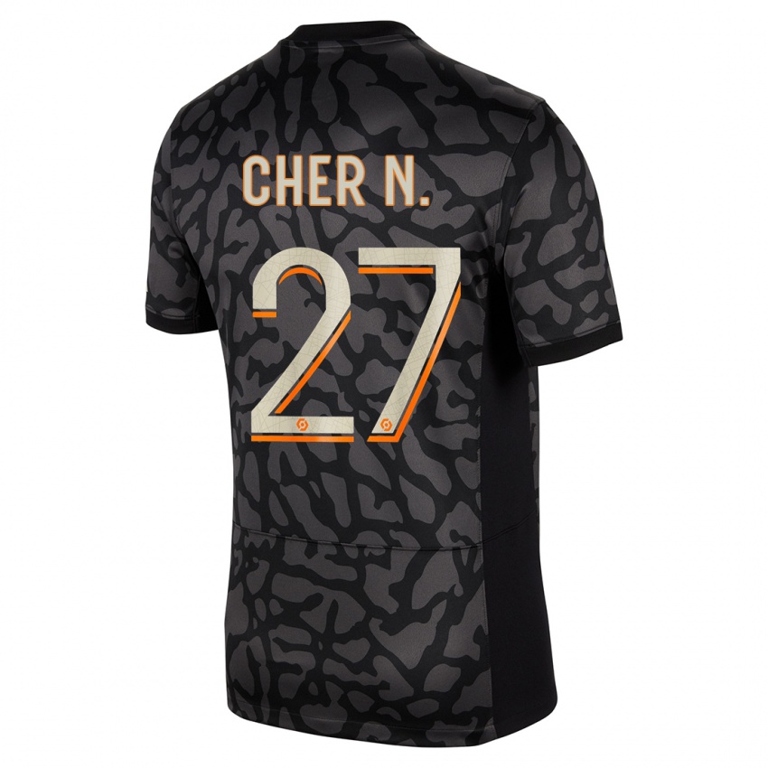 Férfi Cher Ndour #27 Fekete Harmadik Számú Jersey 2023/24 Mez Póló Ing