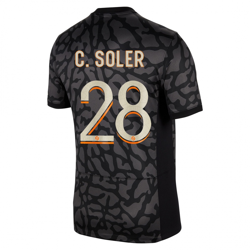 Férfi Carlos Soler #28 Fekete Harmadik Számú Jersey 2023/24 Mez Póló Ing