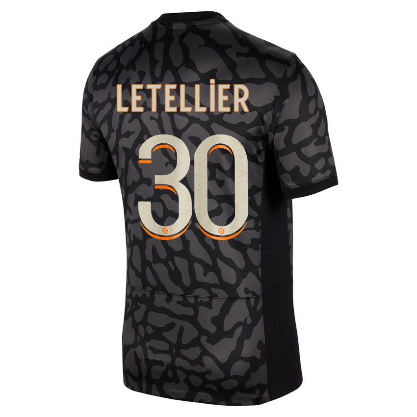 Férfi Alexandre Letellier #30 Fekete Harmadik Számú Jersey 2023/24 Mez Póló Ing