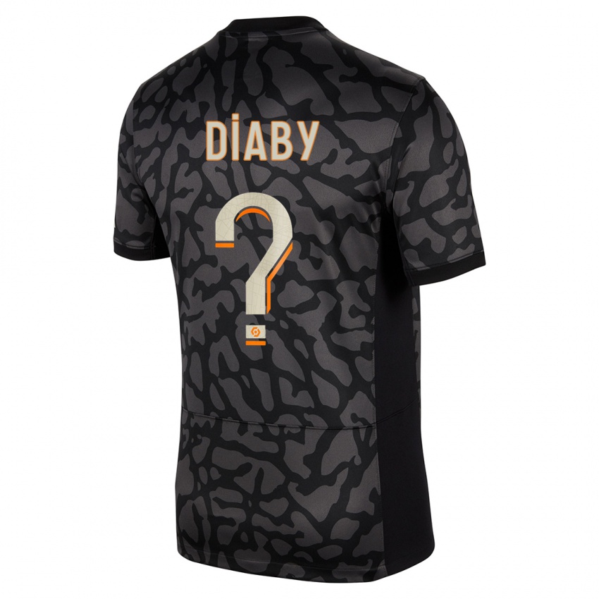 Férfi Ibrahima Diaby #0 Fekete Harmadik Számú Jersey 2023/24 Mez Póló Ing